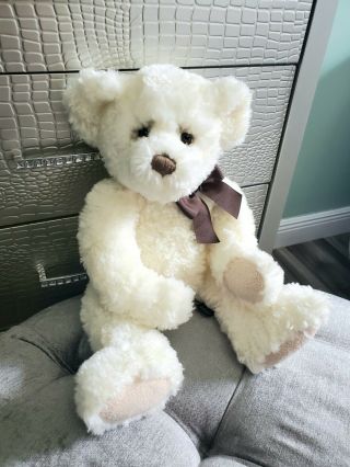 Russ Berrie Bears From The Past White Curly Jointed Teddy Bear Sidney Large 20 "