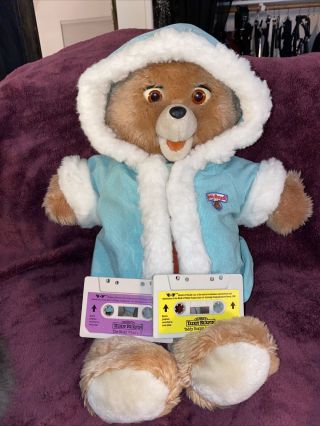 Vintage 1984/1985 Teddy Ruxpin Talking Bear: Added Winter Outfit & 2 Cassettes