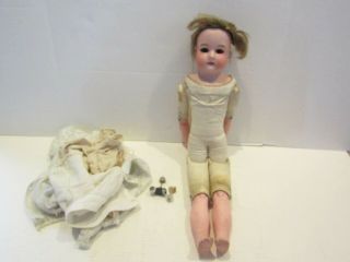 Vintage Doll Bisque Porcelain 21 Inch Armand Marseille 370 Am Germany Leather