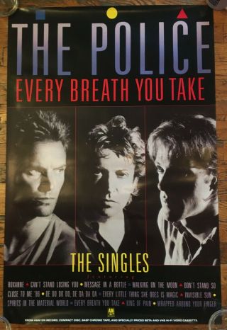 The Police 1986 Every Breath You Take - The Singles Rare Vintage Promo Poster