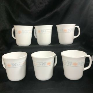 Set Of 6 Corning Corelle Apricot Grove Cups Mugs