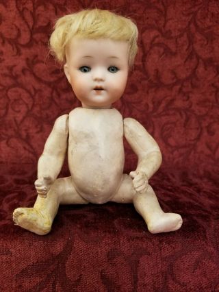 Antique German Bisque Head Character Baby Doll 256 Small Size 8 Inch Sleep Eyes