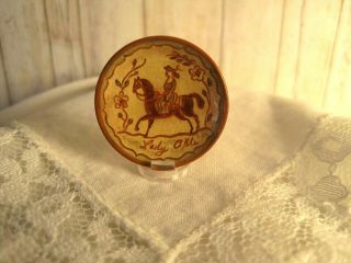 Dollhouse Jane Graber Stunning Redware Sgraffito Plate,  Lady On Horse,  2019