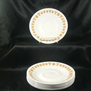 Set Of 8 Corning Corelle Gold Butterfly 6 - 1/4” Saucers