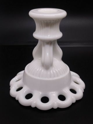 Set Of 3 Vintage Westmoreland Milk Glass Hand Painted Vase & Candlestick Holders 2