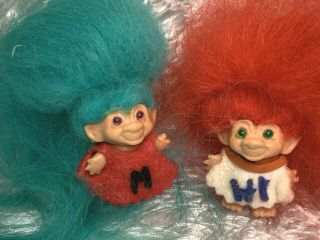 Vintage Scandia House Pencil Topper Pin Troll Dolls In Outfits (2)