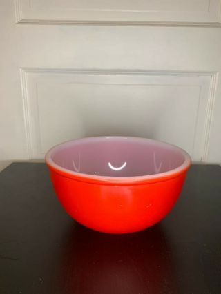 Vintage Fire King Red Oven Ware Mixing Bowl 21 8.  25 " Diameter,  4.  25 " Tall