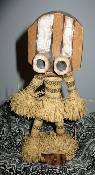 Vintage Ivory Coast Africa Zaouli Dancer Wood Dolls Figurines Handmade Folk Art 2