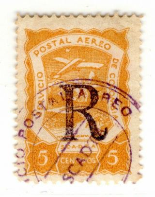 Colombia - Scadta - Registration - 5c Provisional Stamp - Gebauer 51 - 1921 Rr