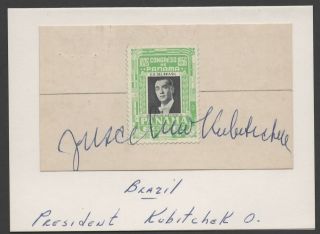 Brazil President Juscelino Kubitschek Autograph On Panama 1956 Airmail Sc C160