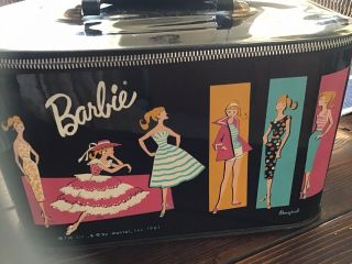 Vintage Barbie Doll Mattel Black Vinyl Travel Pal Train Case Trunk 1961 Ponytail