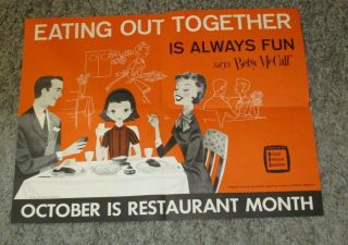 Rare Vintage 1958 Betsy Mccall Doll Restaurant Month Eat Out Advertising Poster