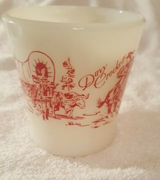 Vintage Anchor Hocking Fire - King Davy Crockett Milk Glass Mug Cup - Made In Usa