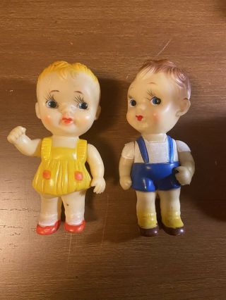2 - Vintage Sun Rubber Toy Dolls 1960 