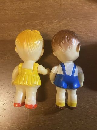 2 - Vintage Sun Rubber Toy Dolls 1960 ' s - 2 Figures 2