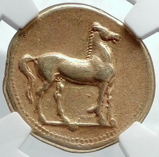 CARTHAGE Ancient 320BC Electrum Gold Silver Alloy Greek Coin NGC i81770 2