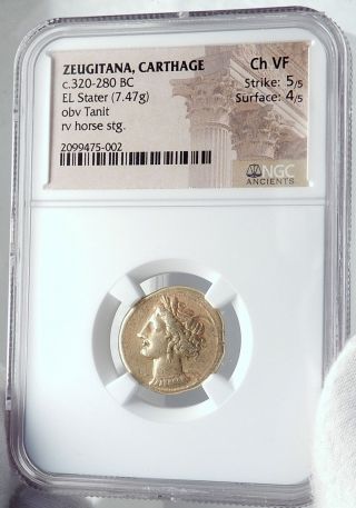 CARTHAGE Ancient 320BC Electrum Gold Silver Alloy Greek Coin NGC i81770 3