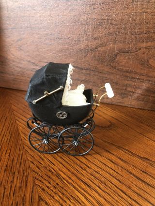 Heidi Ott 1:12 Scale Black Pram Baby Carriage