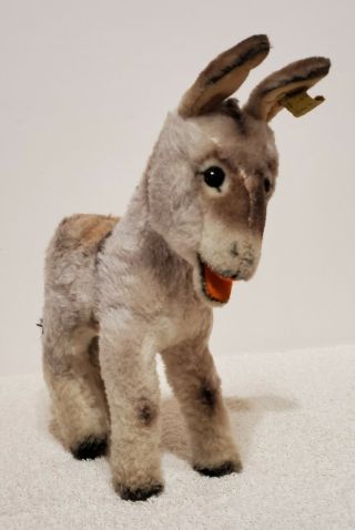 Vintage Steiff Grissy Donkey,  Standing,  1617,  00,  1963 - 67,  6 " Tall,  Tags Attached