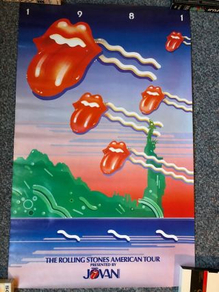 Vintage 1981 The Rolling Stones American Tour Music Advertising Poster 36 " X 23 "