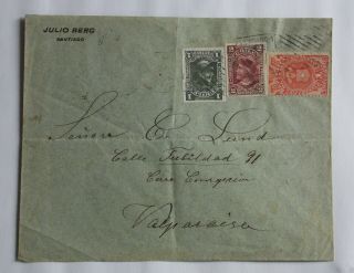 Chile 1900/01 – Columbus,  Fiscal On Cover – Lund Valparaiso – Berg Santiago