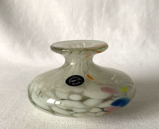 Vintage Phoenician Glass Squat Bulbous Posey Vase With Sticker