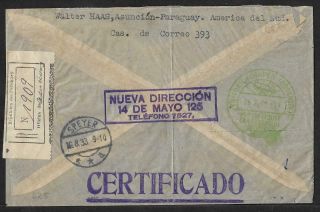 ZEPPELIN PARAGUAY TO GERMANY AIR MAIL COVER 1933 VARIOUS CDS SCARCE 2