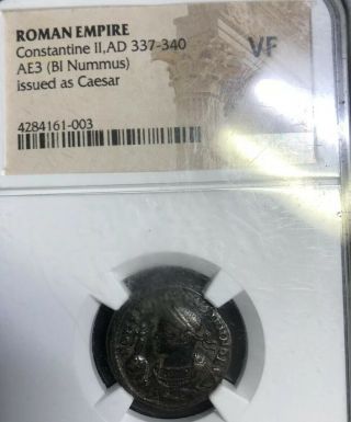 Ancient Roman Empire Coin Ii,  Ad 337 - 340 Ae3 (bi Nummus) Issued Caesar Vf Graded