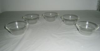 Set Of 5 Vintage Pyrex Glass Custard Cups Bowls Ramekin 6oz 3 Ring 445