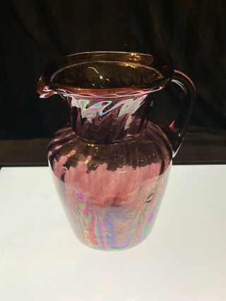 Vintage Artisan Hand Blown Amethyst Purple Art Glass Small Pitcher Creamer Vase