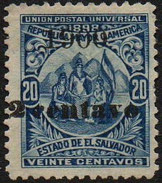 El Salvador 1900 2c/20c (no Wheel Opt) Centavo Singular Scott 230 Sg 404 Mng