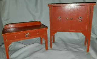 Vintage Set Of 2 Wooden Doll Furniture