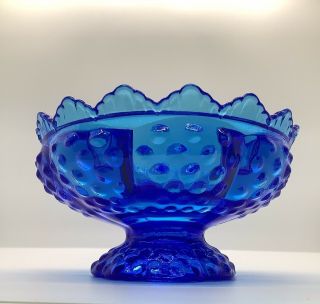 Fenton Colonial Blue Hobnail Fairy Lamp Candle Holder