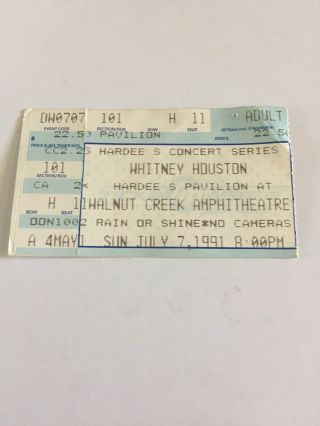 1991 Whitney Houston Music Rock Pop Concert Ticket Stub