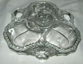 Elegant Cambridge Three Handled 3 Part Divided Candy Dish With Lid - Exc.