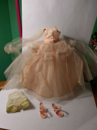Vintage Pink Doll Dress And Shoes For A Ideal 10 1/2 " Miss Revlon Or Toni Doll