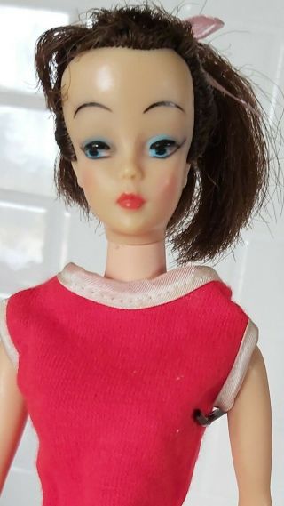 1960 Vintage Ideal Mitzi Doll Barbie Size Clone Brunette Hair Ponytail