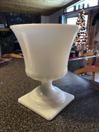 Vintage E.  O.  Brody Co.  Milk Glass Footed Vase Compote Bowl Mj - 43 J - 2519 U.  S.  A.
