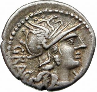 Roman Republic Authentic Ancient 136bc Rome Silver Coin Roma Jupiter Ngc I85690