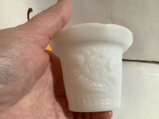 Planter/ votive holder white milk glass with a ruffle edge and floral design. 2