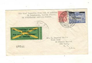 Graf Zeppelin Condor Cover,  Brazil To Us,  W/label And Scott 4cl5,  High Value