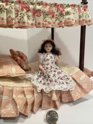 Vintage Artisan Cindy ' s Dolls Porcelain Preteen Girl Doll Dollhouse Miniature 2