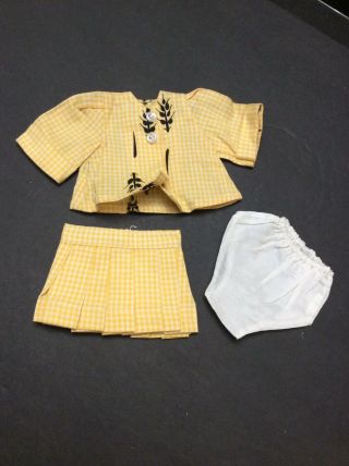 Vintage Tiny Terri Lee Tagged 3 Piece Outfit Dress Skirt Yellow Gingham Top