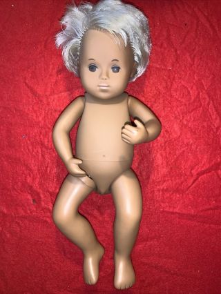Sasha Doll 12 " Vintage 513 " Sexed " Baby Boy Fair Blond Early 1970s