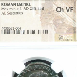 Maximinus Thrax Sestertius NGC Ch VF 236 - 238 Salus Rome RIC 85 Sesterce Maximin 3
