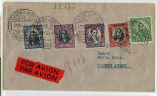 Chile 1930 First Airmail Valparaiso To Puerto Aysen X - Rare Cover Signed On Back