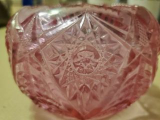 Vintage Fenton Glass Rose Pink Bowl Starburst & Tree Pattern