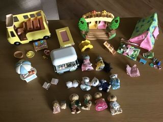 Sylvanian Families Bundle Including Bus,  Playground And Ice Cream Cart