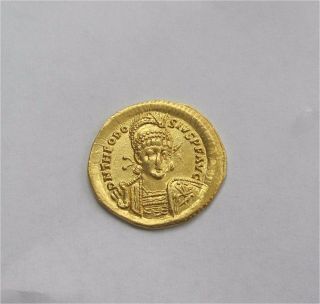 Theodosius Ii Emperor 402 - 450 Roman Empire Gold Solidus Coin Constantinople Au