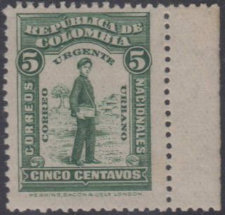 Colombia 1917 Special Delivery Sc E1 Marginal Single Key Value Mnh Scv$60.  00,
